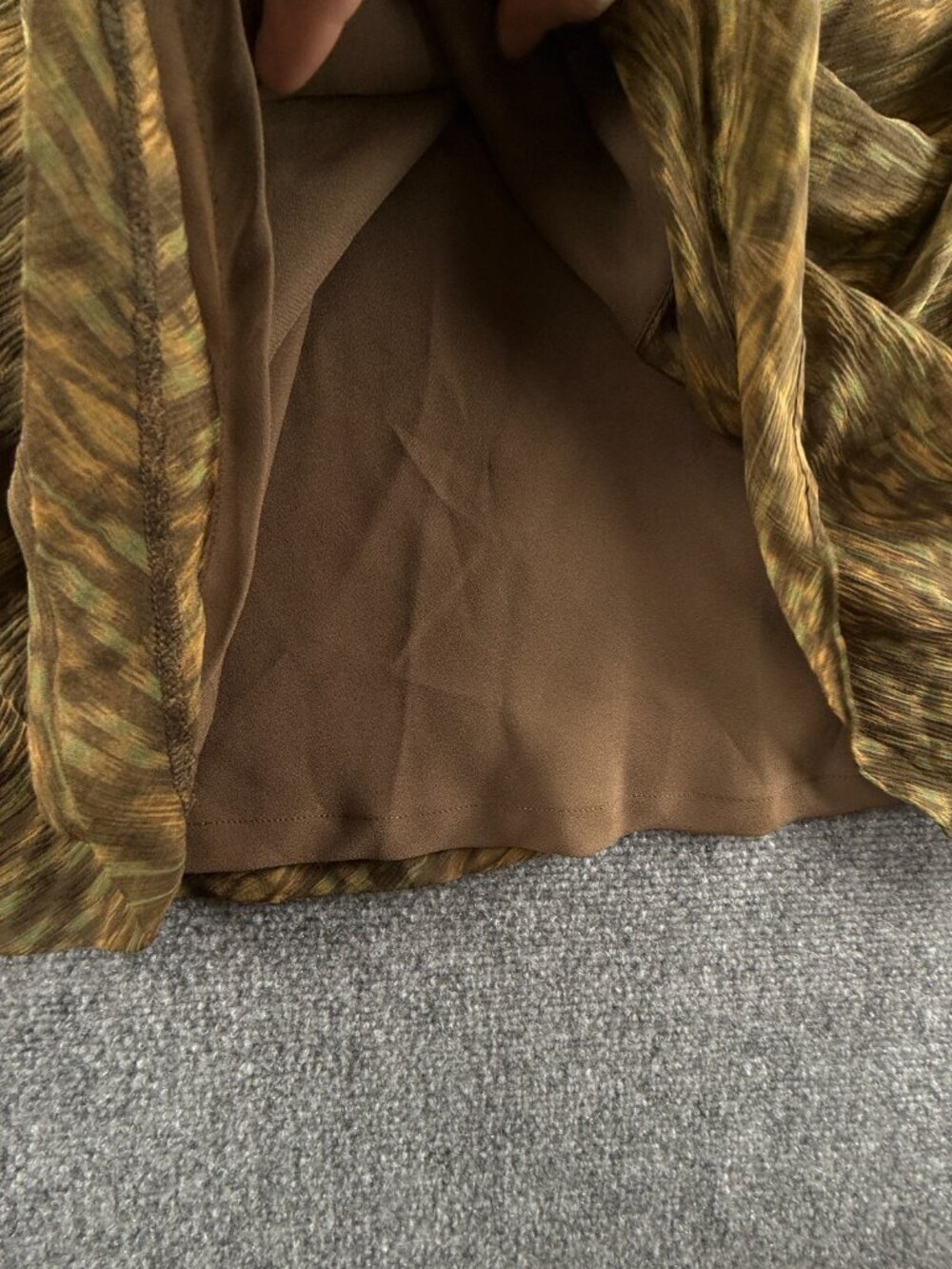 NWT Lauren Ralph Lauren TAHITI Silk Modern Brown Green Ruffle Skirt Size Medium - Picture 10 of 16